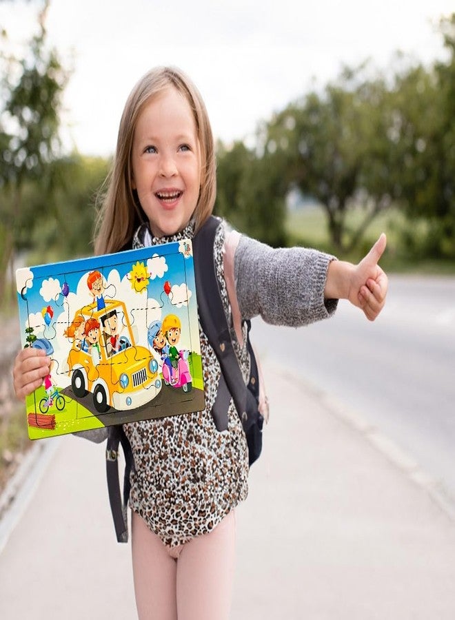 Khilonewale Kid's Road Transport Wooden Jigsaw Puzzle | Fun & Educational Toy for Kids (Ages 3-8) | 12 Pieces, 8x12 Inches - Image 3